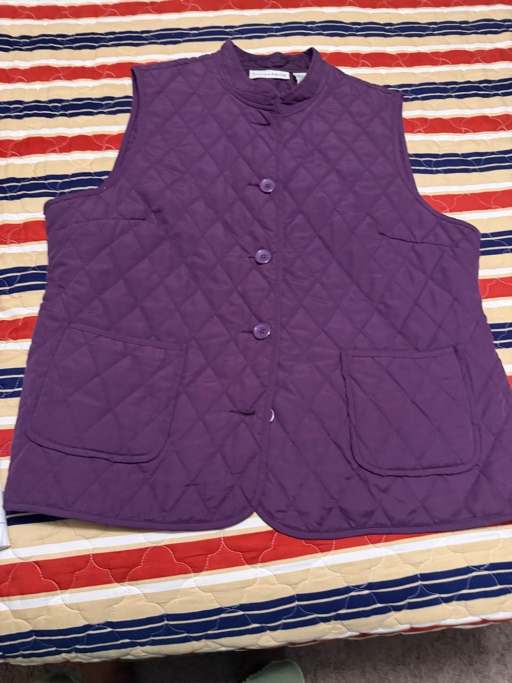 Sag Harbor Purple Quilted Sleeveless Vest